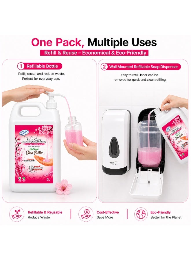 Swish Super Skincare Antibacterial Cream Hand Wash Soap Refill 5L with Pump, Japanese Cherry Blossom Hydrating & Moisturizing with Silver Nano Technology & Shea Butter Foe Hand washing cream - Image 5