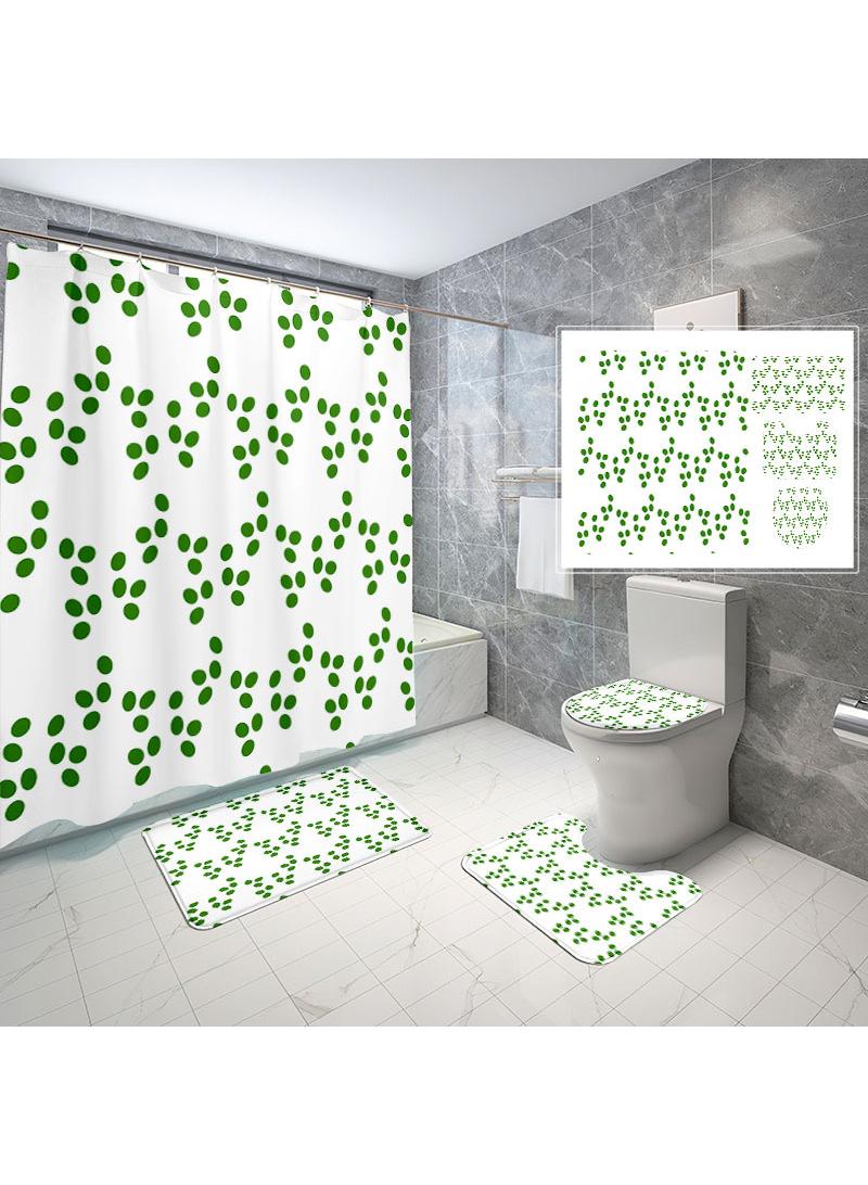 general 4 Piece Shower Curtain Sets With Non-Slip Rugs Toilet Lid Cover And Bath Mat Durable And Waterproof For Bathroom Decor Set - Image 1