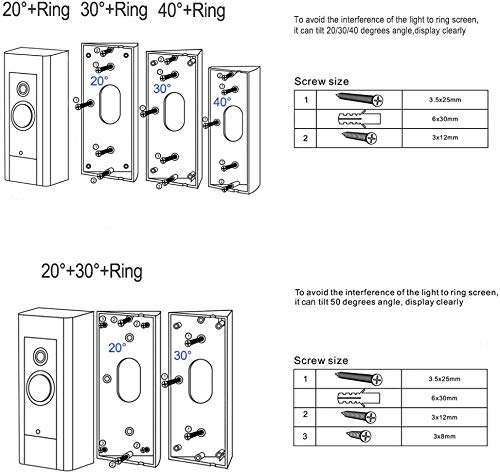 HOLACA Adjustable Waterproof Compatible Doorbell Angle Mount，20/30/40 Degree Replacement Angle Bracket Plate Wedge Kit for Video Doorbell Pro Pro,Adjustment Adapter Mounting Plate Bracket Wedge Kit - Image 5