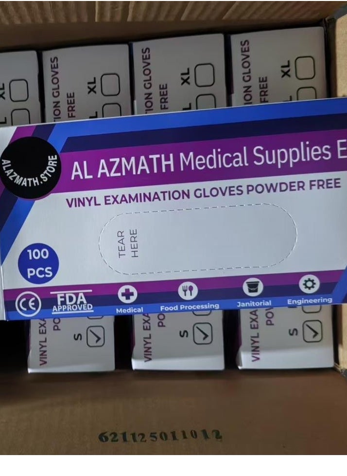 ALAZMATH.STORE - Vinyl Gloves Powder Free - Size Large - Pack of 100 Gloves - Image 1