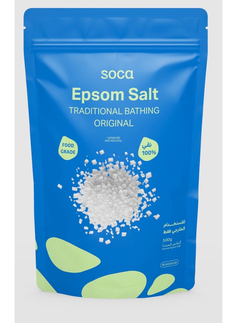 SOCA EPSOM SALT TRADITIONAL BATHING ORIGINAL 100%PURE AND NATURAL 500G - Image 1