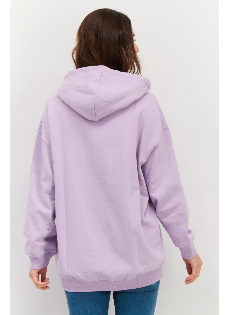 X-Girl Men Embroidered Long Sleeves Hooded Sweatshirt, Lilac  - Image 2