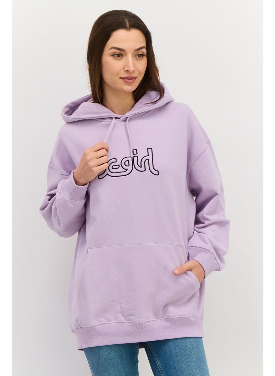 X-Girl Men Embroidered Long Sleeves Hooded Sweatshirt, Lilac  - Image 1