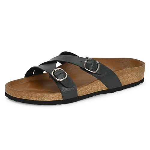 Centrino Women’s Berkin-Style Slip-On Sandals | Open Toe Design | Soft PU Footbed | Lightweight & Comfortable | Arch Support | On-Grip Sole | Casual Outdoor Wear (9224) - Image 1