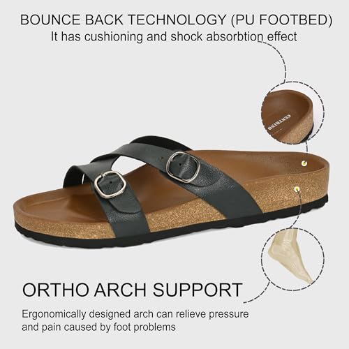 Centrino Women’s Berkin-Style Slip-On Sandals | Open Toe Design | Soft PU Footbed | Lightweight & Comfortable | Arch Support | On-Grip Sole | Casual Outdoor Wear (9224) - Image 4