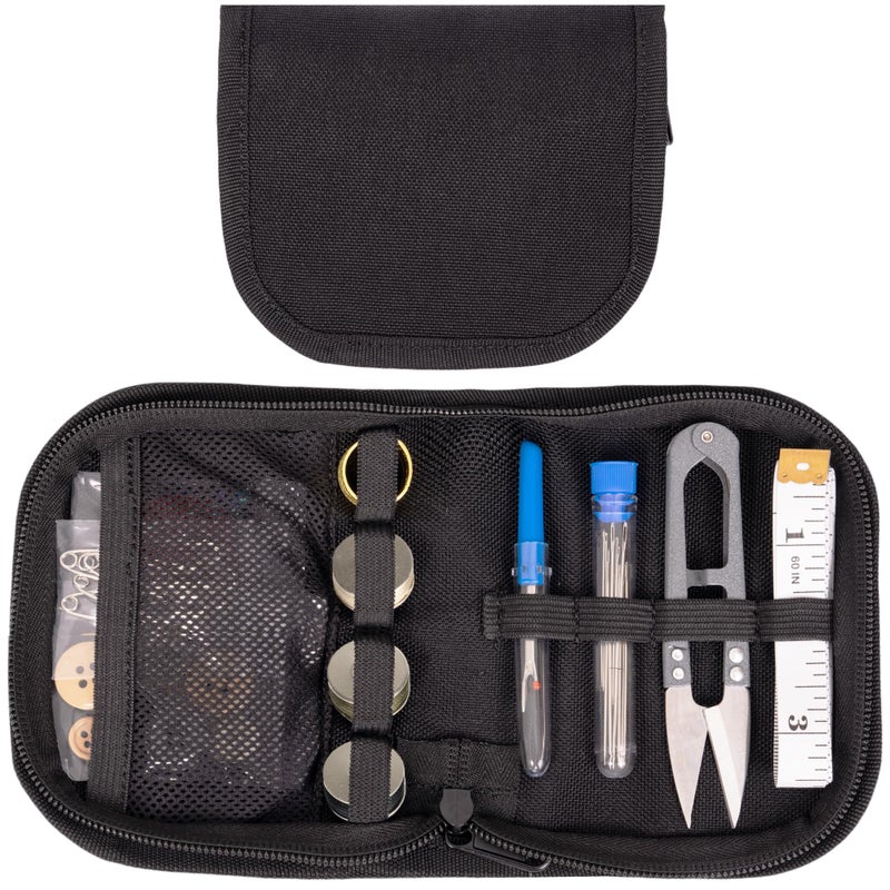 VEPKOIT Military Sewing Kit, Army Survival Sewing Kit with Buttons for Men, Women, Small Repair Sewing Tools with Zipper in Nylon Case for Adults Basic for Home, Outdoor, Tactical EDC Sew Kit (Black, 1 Pack) - Image 1