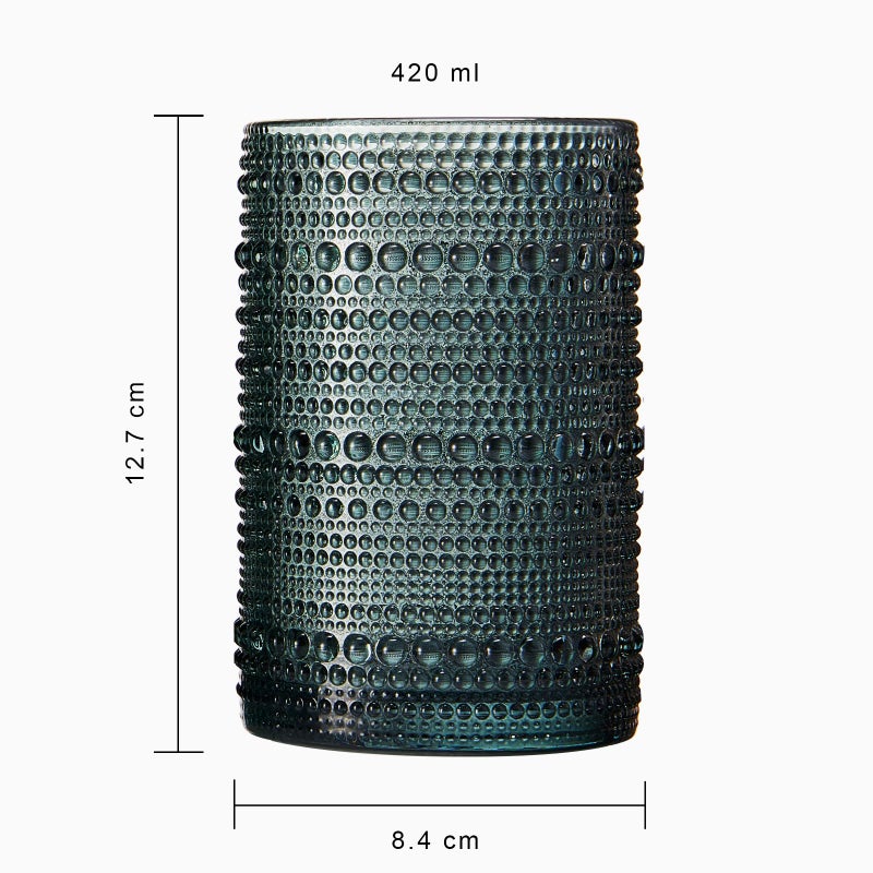 Khen Hobnail Beaded Highball Drinking Tumbler Glasses | Set of 4 | Color, Vintage Bubble Design Whiskey Glassware, Old-Fashioned, Embossed Design for Water, Wine, Cocktail Embossed, Rocks Glass - Image 5