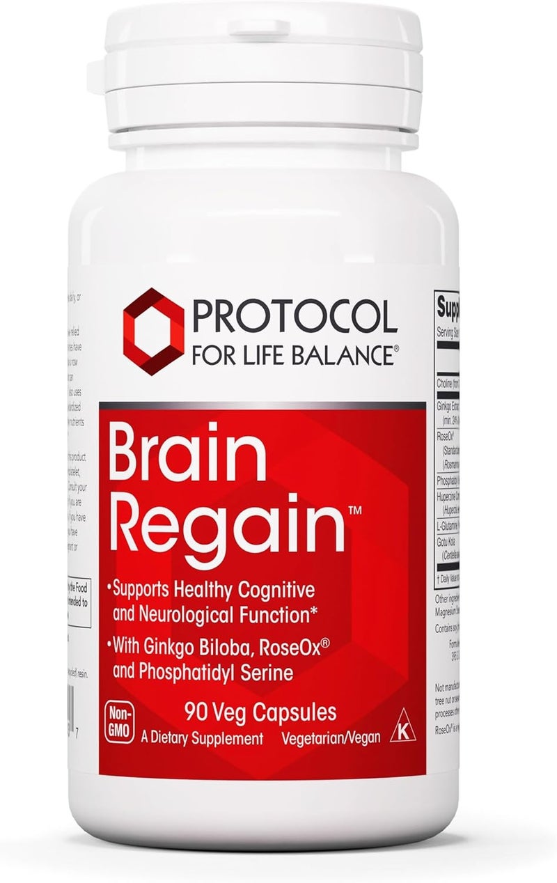PROTOCOL FOR LIFE BALANCE Brain Regain - Free Radical Neutralizers, Blood Vessel, Brain Support - Ginko Biloba - 90 Veg Caps - Image 1