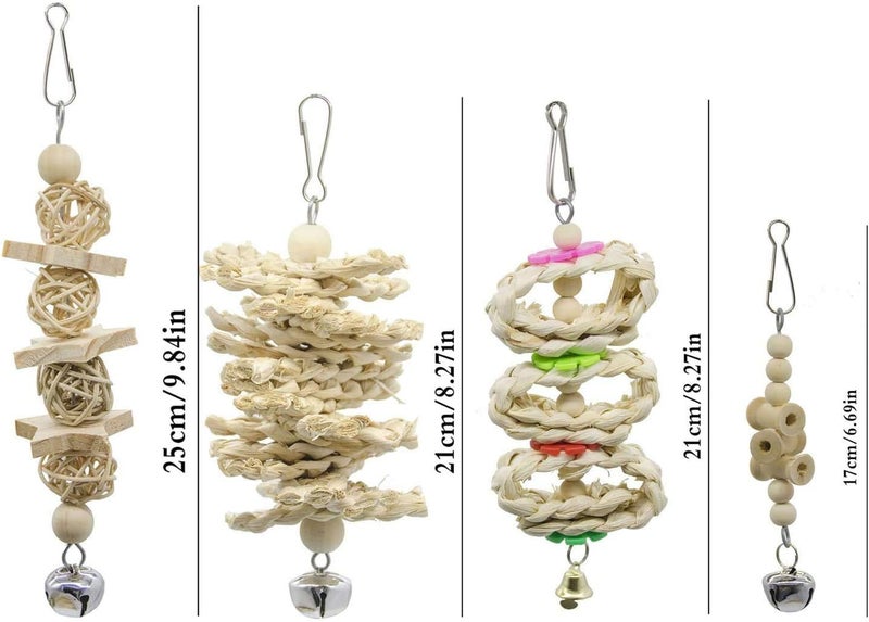MQFORU 7 Packs Bird Parrot Swing Chewing Toys-Hanging Bell Bird Cage Toys Suitable for Small Parakeets, Cockatiels, Conures, Finches,Budgie,Macaws, Parrots, Love Birds - Image 2