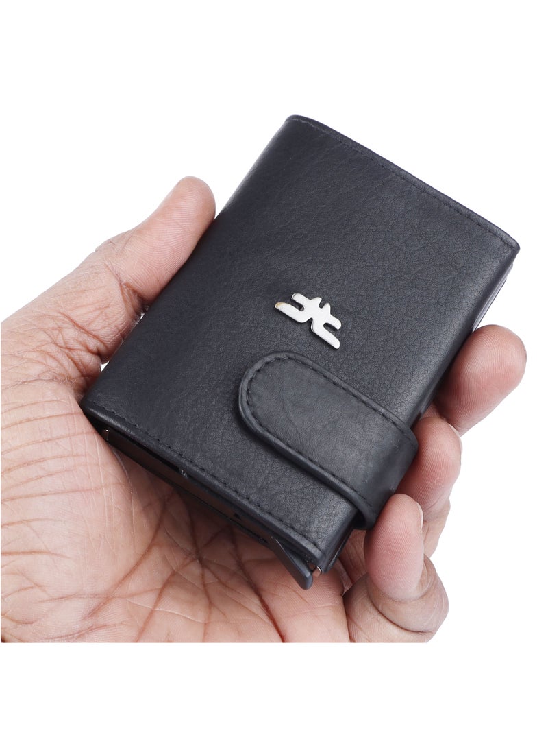 LAVERI LEATHER Laveri Genuine Leather Designer Card Holder Wallet With RFID Protection Black  - Image 5