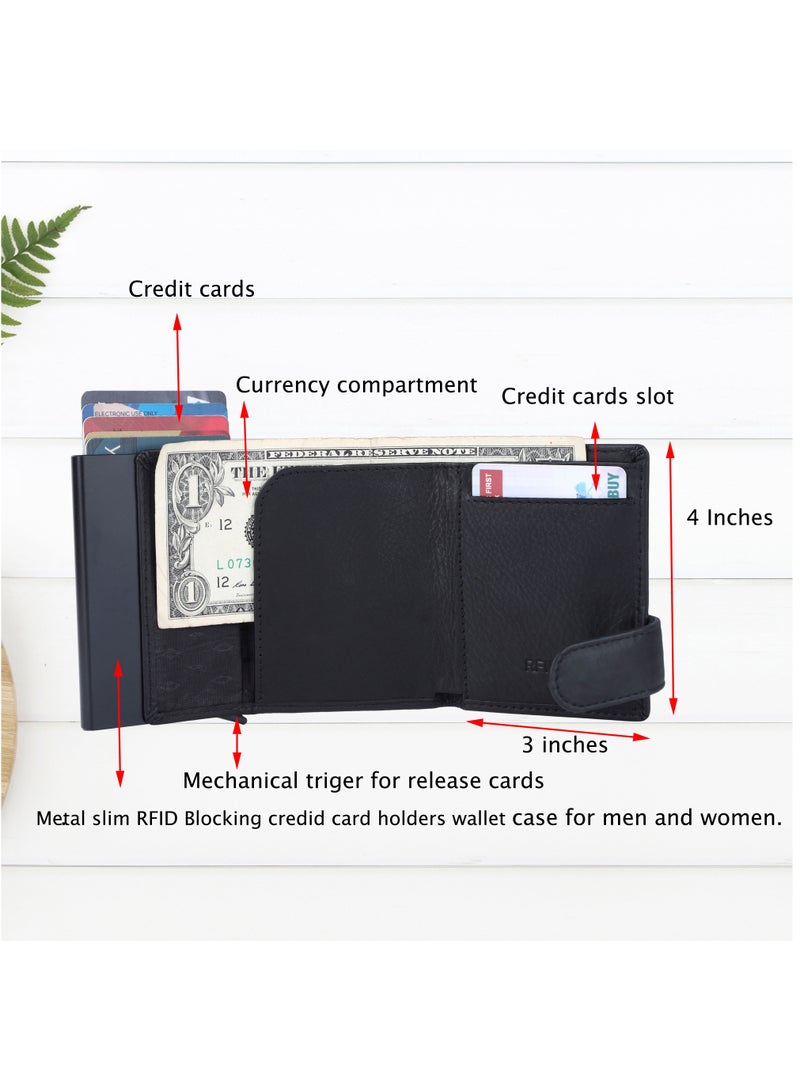 LAVERI LEATHER Laveri Genuine Leather Designer Card Holder Wallet With RFID Protection Black  - Image 2