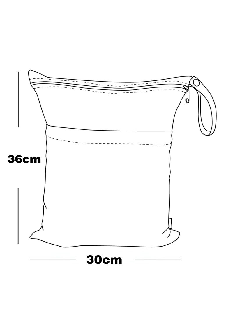 LENND 2pcs Cloth Diaper Wet Dry Bags Waterproof Reusable with Two Zippered Pockets Travel Beach Pool Daycare Soiled Baby Items Yoga Gym Bag for Swimsuits or Wet Clothes  - Image 4