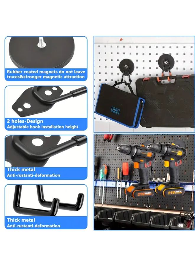 Black 3pcs Heavy Duty Metal Wall Mounted Magnetic Hooks Rust Resistant - Image 4