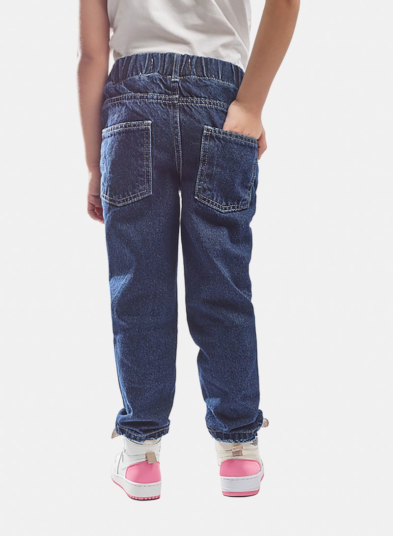 EGY WEAR Girls' dark  Blue  Boyfriend Jeans - Image 1