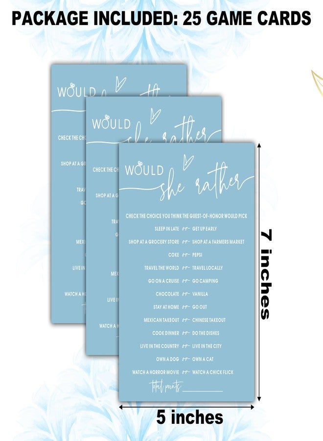 Cazhes Minimalist Bridal Shower Games, Light Blue Would She Rather Game, 30 Wedding Bachelorette Engagement Party Decorations Supplies Favors - A09 - Image 2