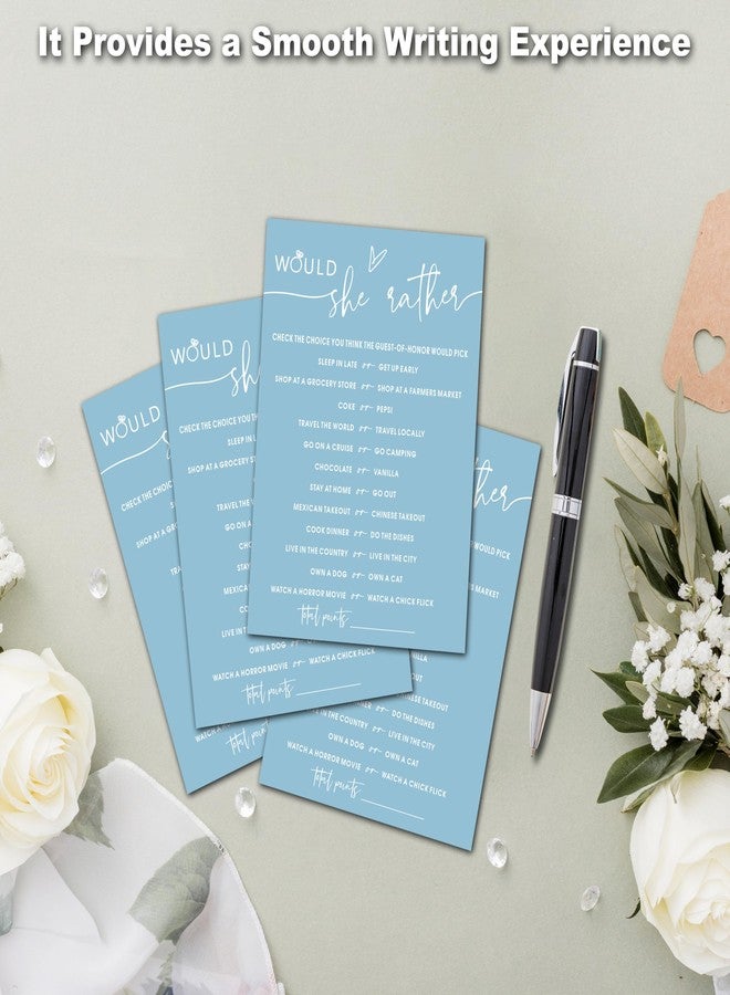 Cazhes Minimalist Bridal Shower Games, Light Blue Would She Rather Game, 30 Wedding Bachelorette Engagement Party Decorations Supplies Favors - A09 - Image 3