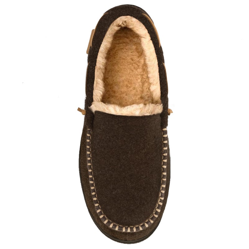 Zigzagger Men's Moccasin Slippers Memory Foam House Shoes, Indoor and Outdoor Warm Loafer Slippers, Felt Coffee, 12 M US - Image 4