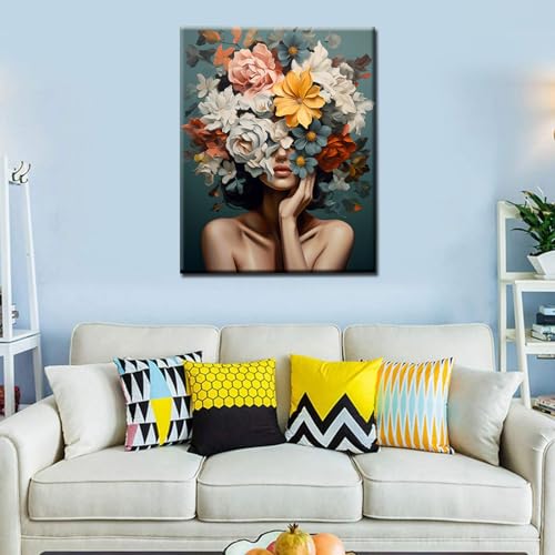 Tucocoo Fashion Girls Paint by Numbers Kits for Beginner Adults,Figure Painting Acrylic Pigment Painting Kit for Students Canvas Easy Paint by Numbers Home Wall Decor Gifts Crafts16x20inch Frameless - Image 3