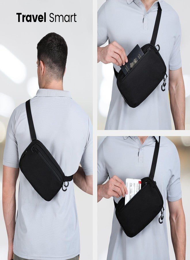 URBAN WOLF Travel Sling Ultra - Anti-Theft Travel Crossbody Sling Bag for Men & Women | Water-Resistant Chest Pack, Mobile & Passport Shoulder Bag for Daily & Travel Use - Black (Black Ultra) - Image 3