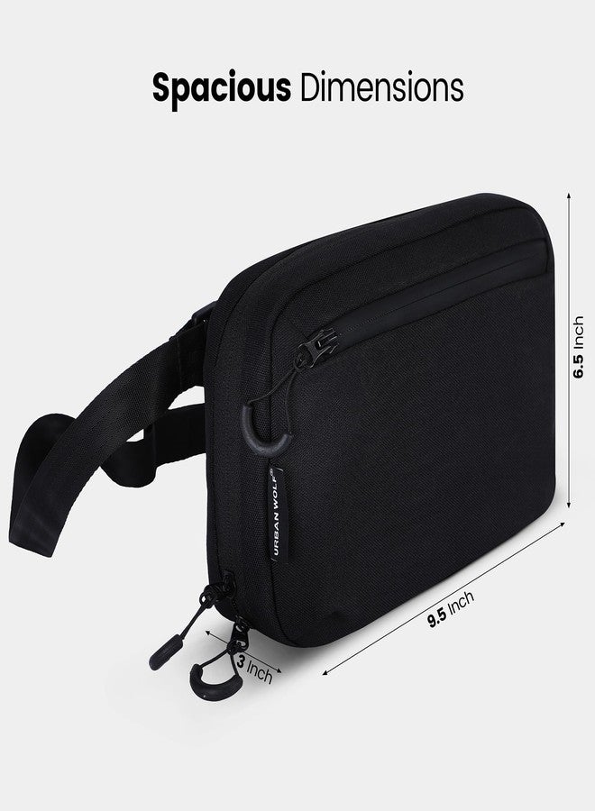 URBAN WOLF Travel Sling Ultra - Anti-Theft Travel Crossbody Sling Bag for Men & Women | Water-Resistant Chest Pack, Mobile & Passport Shoulder Bag for Daily & Travel Use - Black (Black Ultra) - Image 2