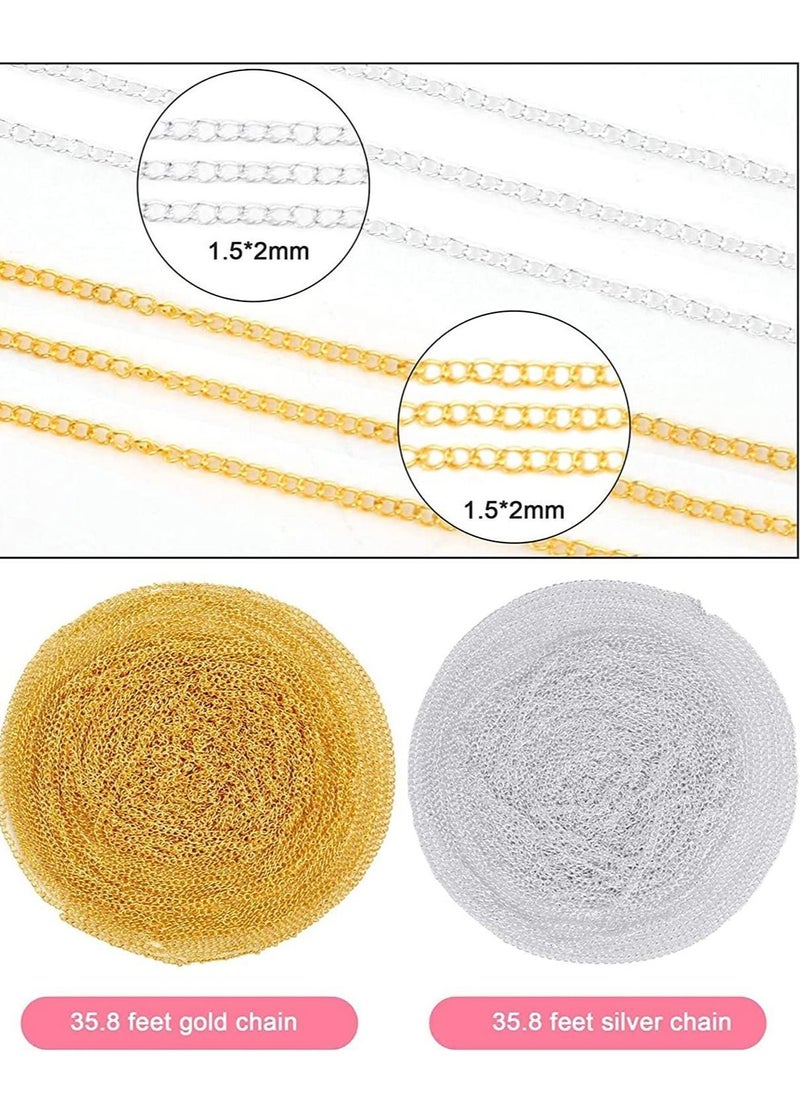 Y&D 65 Feet Jewelry Chains Necklace, 10 mm Making with 960 Pieces Jump Rings 40 Lobster Clasps Tools for DIY Crafts  - Image 4
