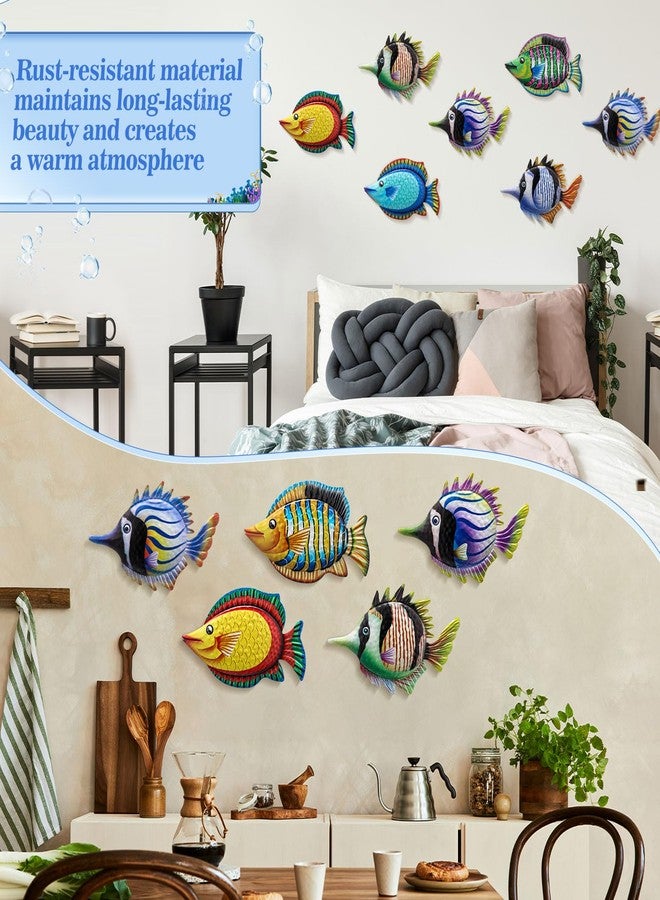 Tandefio 8 Pcs Metal Wall Decor Wall Art Hanging Decorations Outdoor Indoor Sculptures for Garden Fence Pool Home Porch(Fish) - Image 5