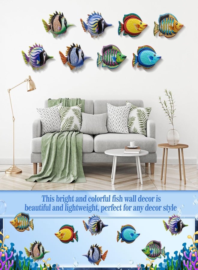 Tandefio 8 Pcs Metal Wall Decor Wall Art Hanging Decorations Outdoor Indoor Sculptures for Garden Fence Pool Home Porch(Fish) - Image 4