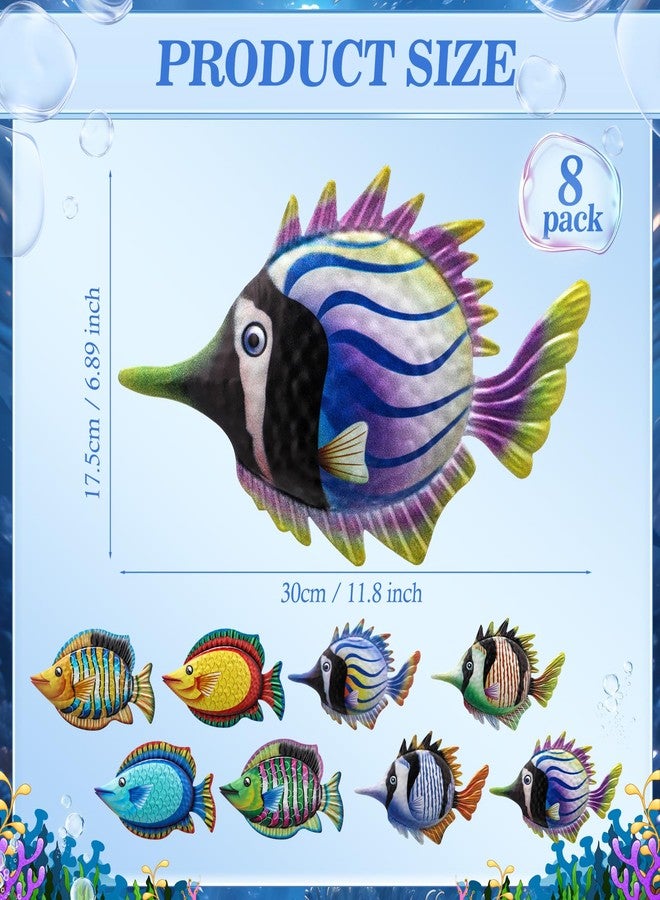 Tandefio 8 Pcs Metal Wall Decor Wall Art Hanging Decorations Outdoor Indoor Sculptures for Garden Fence Pool Home Porch(Fish) - Image 2