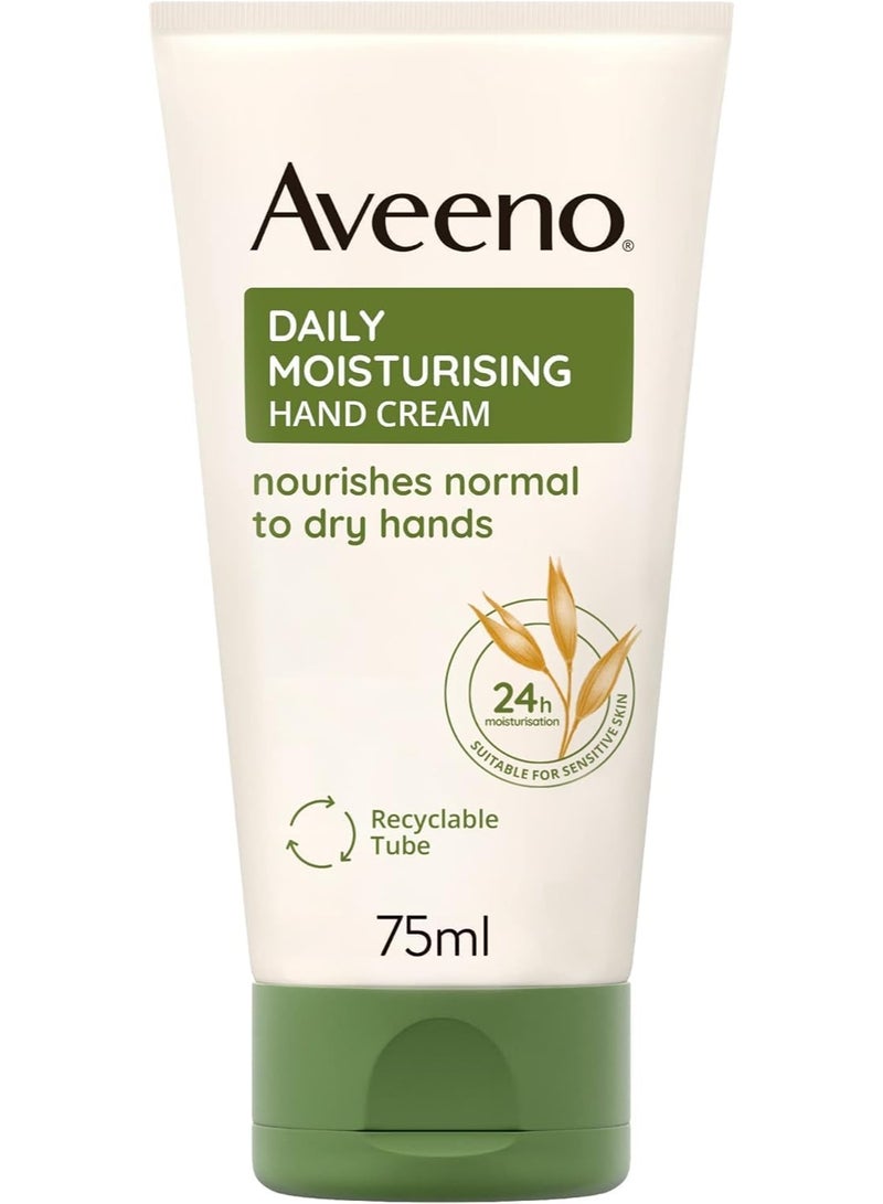 Daily Moisturising Hand Cream, With Nourishing Oat, Suitable For Sensitive Skin, 24-Hour Moisturisation, Protects Hands from Dryness, Unscented Non-Greasy and Fast Absorbing Formula, 75ml