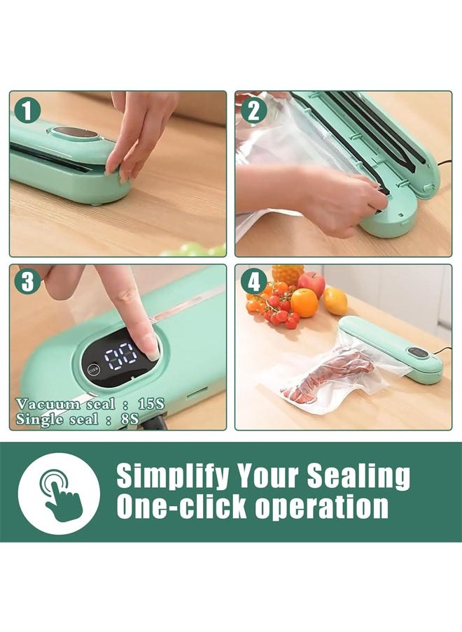 Hihonor Electric Mini Bag Sealer 11 Inch, Mini Heat Sealer with 10 Sealing Bags, Heating Quick Sealer for Food Bag, Portable Handheld Bag Resealer Machine for Chips and Snacks Bags Freshness (Green)  - Image 2