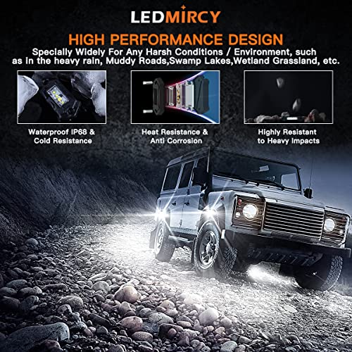 LEDMIRCY R3 White LED Rock Lights Kit 12PCS with Switch Wire Harness for ATV UTV SUV Off Road RZR Trucks Underglow Pure White Lights Trail Rig Lights Under Body High Power Waterproof Shockproof Light - Image 3