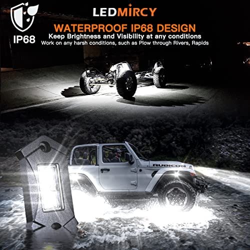 LEDMIRCY R3 White LED Rock Lights Kit 12PCS with Switch Wire Harness for ATV UTV SUV Off Road RZR Trucks Underglow Pure White Lights Trail Rig Lights Under Body High Power Waterproof Shockproof Light - Image 2