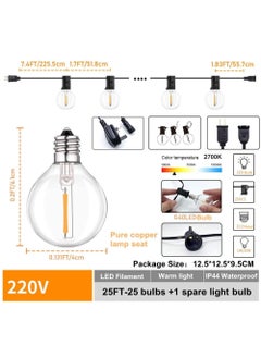 Cool Baby Style Outdoor Garden String Lights,25Ft(7.5m) G40 Outdoor Lights with 25 Bulbs +1 Spare Bulb for Backyard Balcony Café Party Home Décor, Waterproof  - Image 5