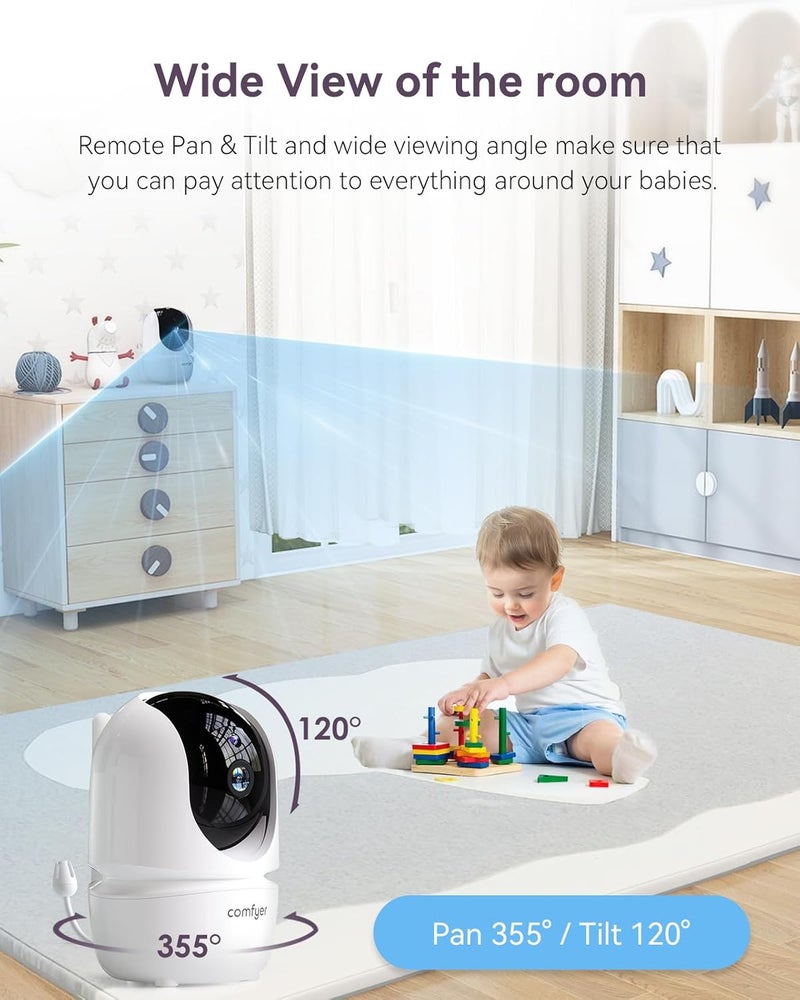 Comfyer Addon Camera Baby Monitor BM01 Video Baby Monitor 1080p FHD Resolution Remote Pan Tilt Zoom TwoWay Talk Night Vision Peace of Mind - Image 2