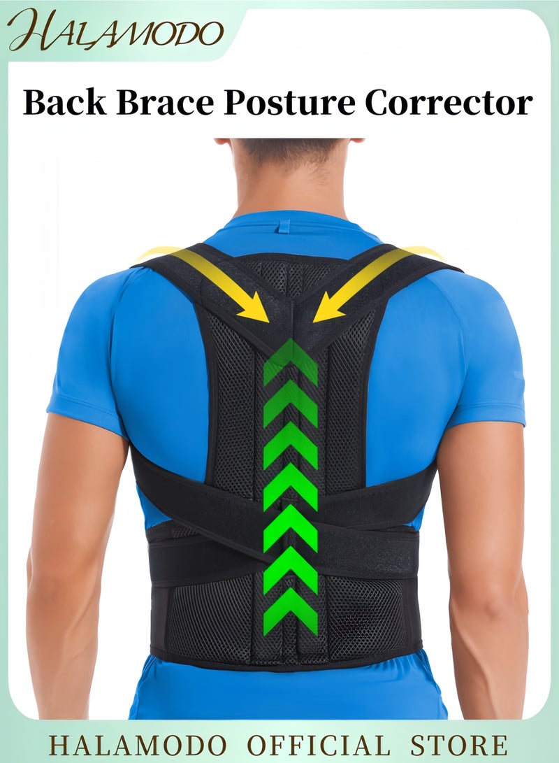 Halamodo مصحح الوضع للنساء والرجال، دعامة ظهر، مصحح وضعية الظهر، دعامة قطنية مستقيمة، دعم وضعية الكتف لتحسين الوضع وتخفيف آلام الظهر - Image 1
