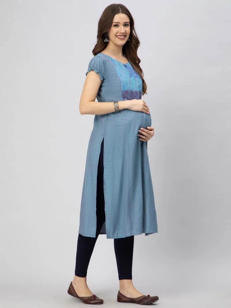 CEE 18 Women's Cotton Straight Maternity Feeding Kurti For Feeding with Zippers