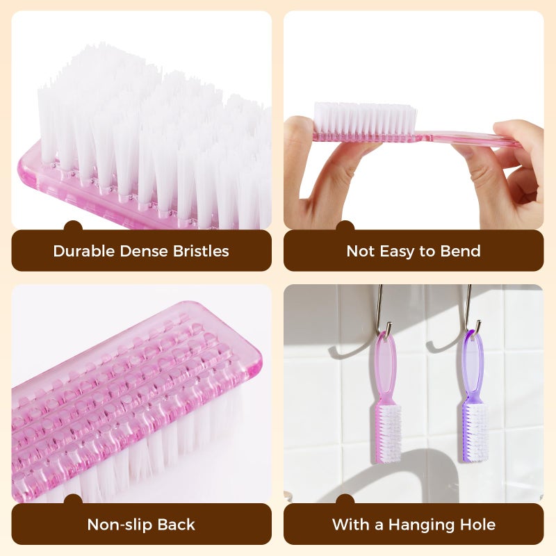 Larbois Nail Brush for Cleaning Fingernails, Larbois 4 Pack Deep Cleaning Fingernail Brush for Cleaning Nail Scrubber Brush Heavy Duty Foot Brush Handle Grip Nail Brushes for Toes and Fingernails - Image 2