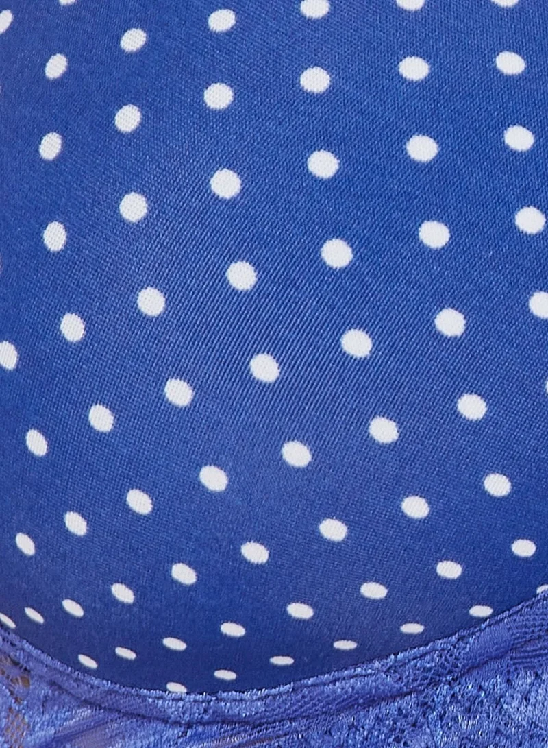 Clovia Clovia Padded Non-Wired Full Cup Polka Dot Multiway T-shirt Bra in Royal Blue