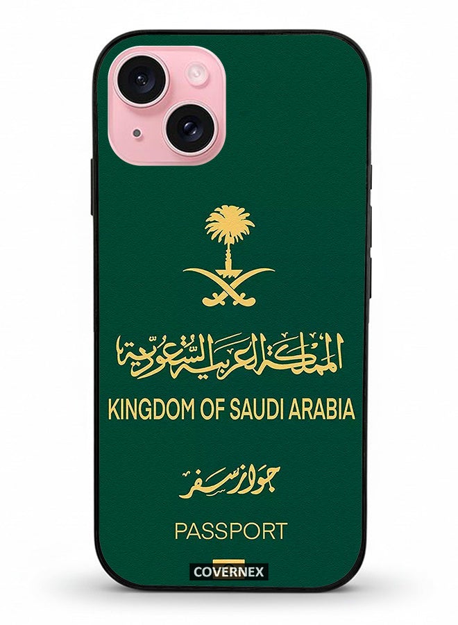 Covernex Apple iPhone 15 Protective Case Cover Printed Featuring Saudi Arabia Passport Inspired Design - Image 2