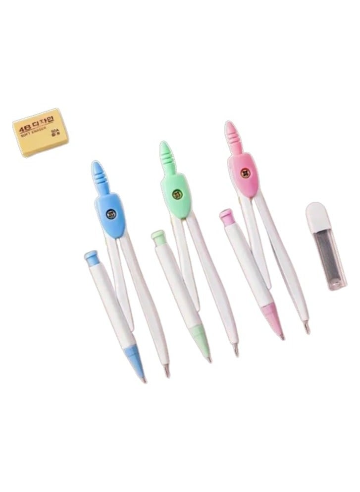 Compass Mechanical Pencil Set with Stainless Steel Lead and Eraser, Drawing Tools for Student, Office, Mathematical Drawing, Geometric Circular Drawing (Pink) - Image 1