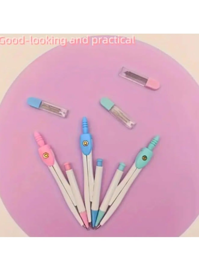 Compass Mechanical Pencil Set with Stainless Steel Lead and Eraser, Drawing Tools for Student, Office, Mathematical Drawing, Geometric Circular Drawing (Pink) - Image 2