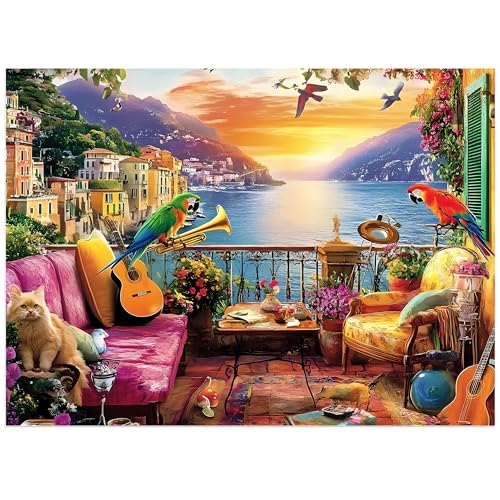 Jeacirio 500 Piece Puzzles for Adults Parrot Jigsaw Puzzle 500 Pieces for Adults Seniors Nature Landscape Puzzles 500 Pieces for Adult Holiday Party Gifts Fun Challenging Family Games 20515 in - Image 1
