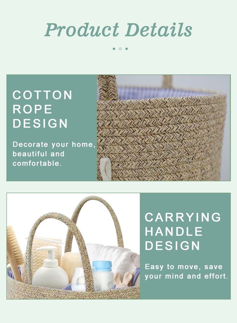 أوربازار صندوق تخزين حفاضات الأطفال، سلة تخزين من حبل قطني قابل للإزالة، دلو حفاضات منفصل جاف ورطب، صندوق تخزين منتجات الأطفال المحمول، 36 * 22 * ​​​​18 سم، مناسب للآباء العصريين (بني) - Image 3