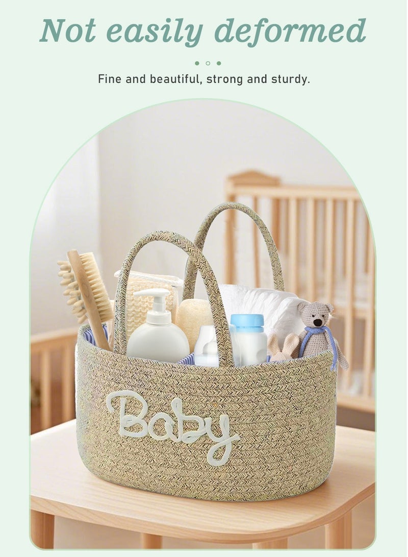 أوربازار صندوق تخزين حفاضات الأطفال، سلة تخزين من حبل قطني قابل للإزالة، دلو حفاضات منفصل جاف ورطب، صندوق تخزين منتجات الأطفال المحمول، 36 * 22 * ​​​​18 سم، مناسب للآباء العصريين (بني) - Image 4