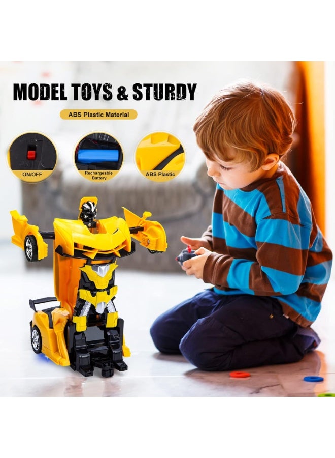 ELTRAZONE Transformer Remote Controlled Car Toy 1:18 Scale, 2-in-1 Car & Robot with One-Button Transformation, 360° Rotation, Rechargeable RC Toy, Yellow, Ages 3+ - Image 4