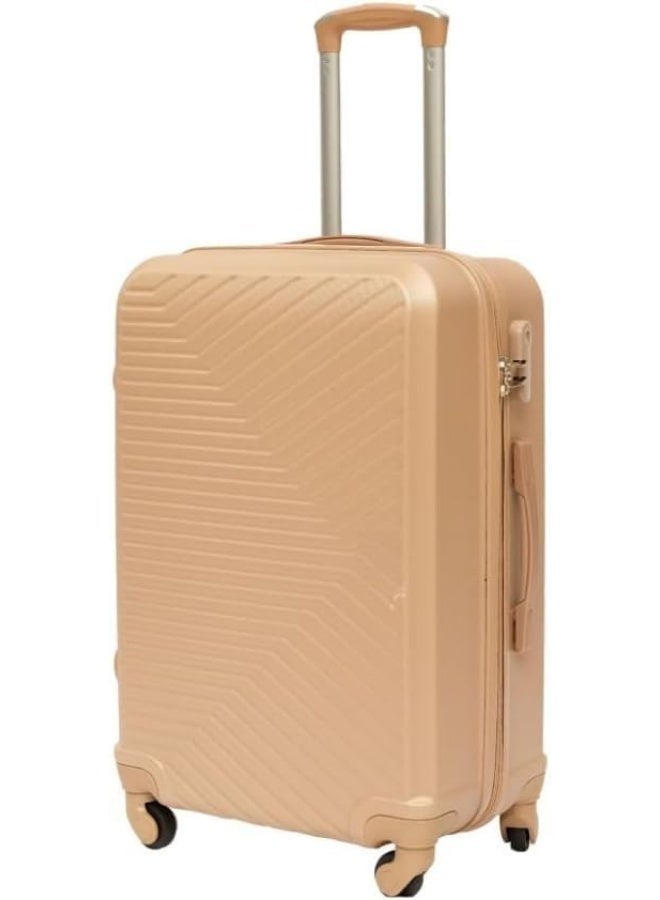 5-Piece Contemporary Design Hardshell Luggage Set, Lightweight Travel Trolley Bags with 360° Spinner Wheels & Security Lock, Gold - Image 2