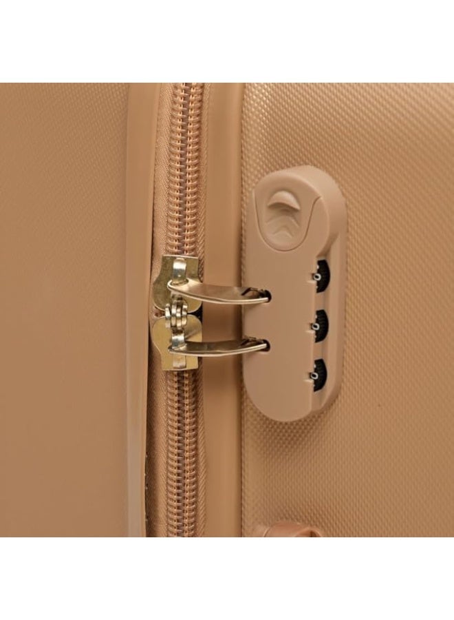 5-Piece Contemporary Design Hardshell Luggage Set, Lightweight Travel Trolley Bags with 360° Spinner Wheels & Security Lock, Gold - Image 4