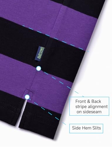 Zengjo Striped Long Sleeve Shirt(Purple Black,M) - Image 4