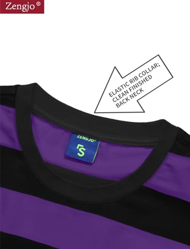Zengjo Striped Long Sleeve Shirt(Purple Black,M) - Image 3