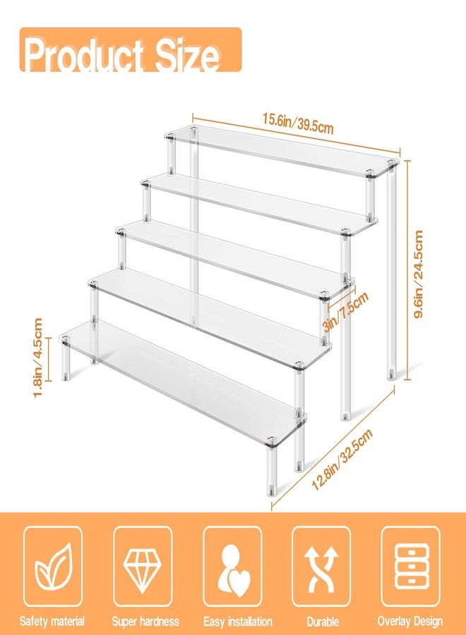 KALYLOC 2Pcs Acrylic Risers Display Stand for Action Figures, 5 Tier Clear Display Collectibles Dessert Holder, Durable Showcase Display Shelf for Toys Jewels Figurines Cosmetics Decoration and Organizer - Image 2